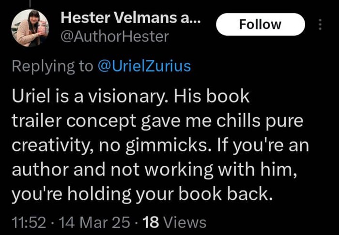 Author feedback from Hester Velmans on X